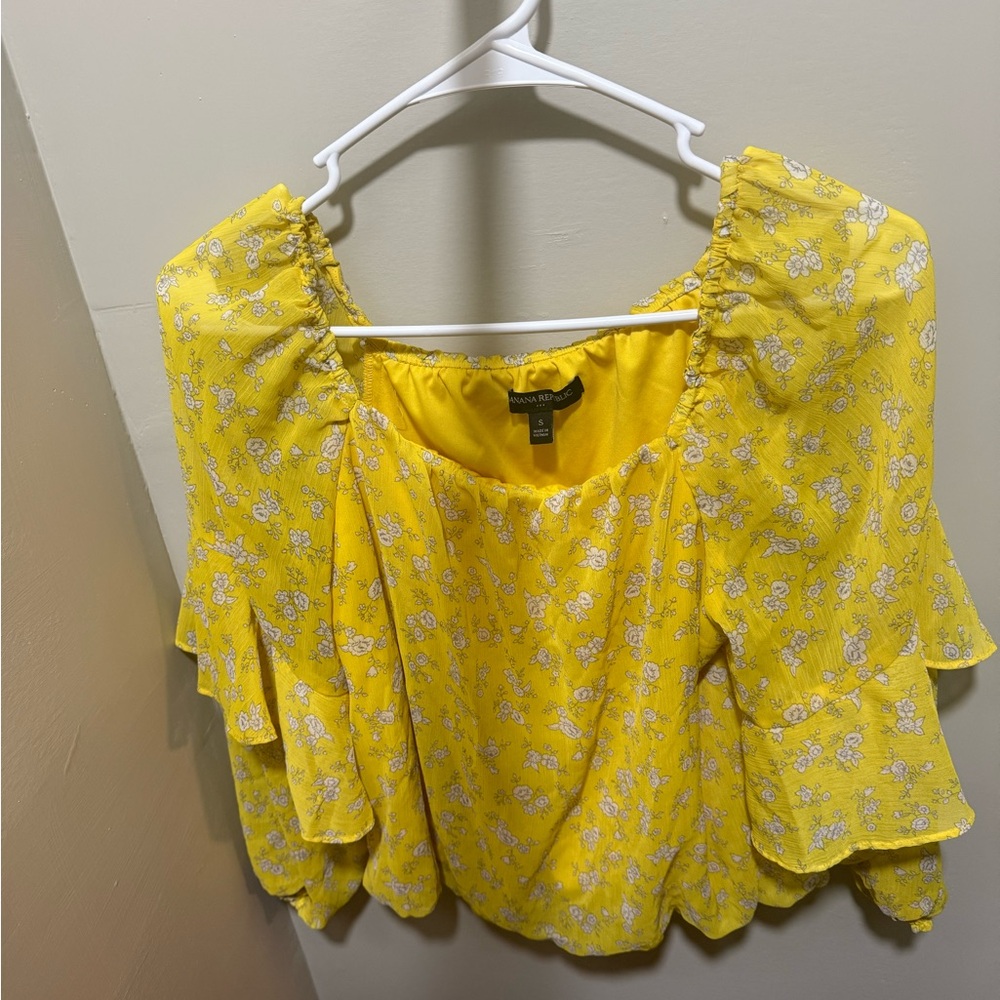 Banana Republic Yellow Floral Blouse
